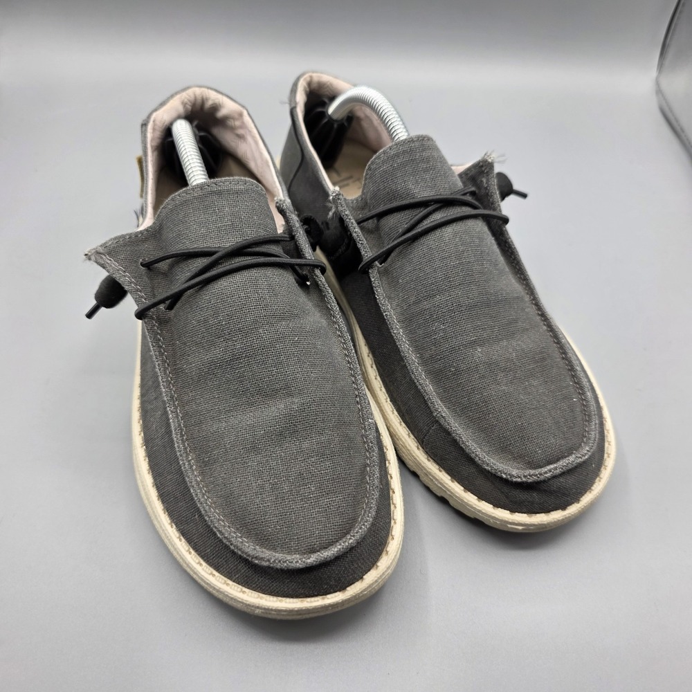 Hey‎ Dude Wendy Shoes Womens 8 Off Black Chambray Loafer Slip On Flats Casual